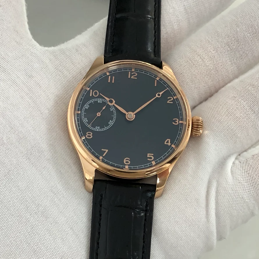 41mm Black Dial ST3621 Watches CN6498 17 Jewels Mechanical Hand Wind Movement Men's Pilot Watches Rose Gold Case GR0122-26