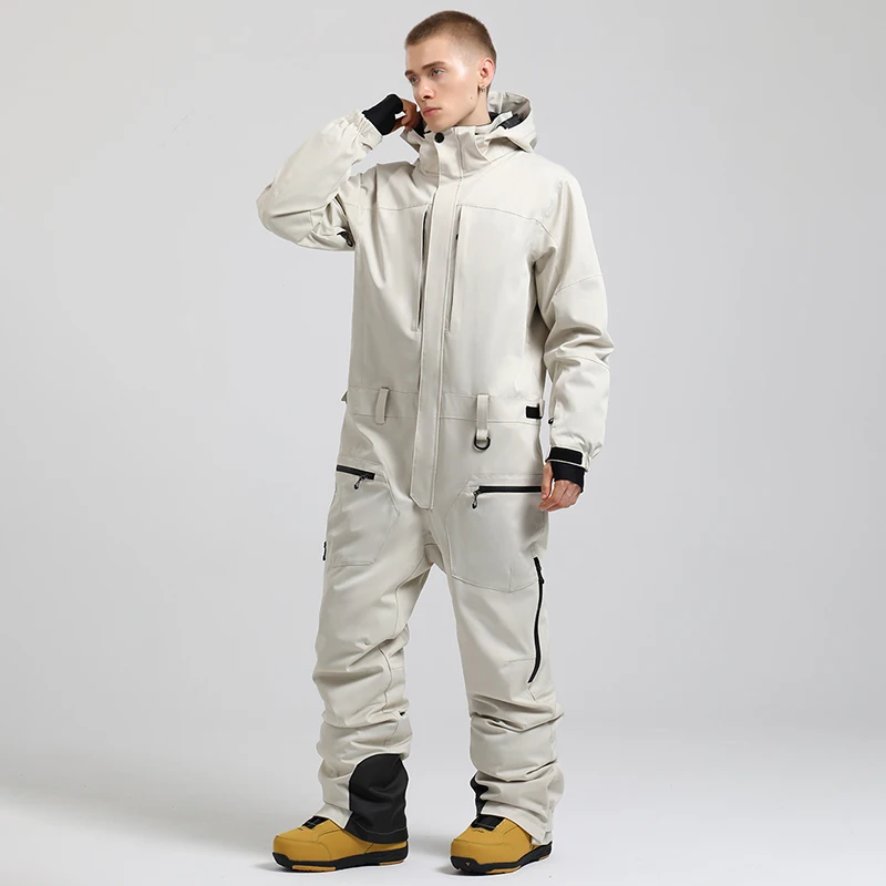 

Winter Outdoor Sport Hooded Male Ski Jumpsuits Waterparoof Men Snow One Piece Snow Suits Hiking Warm Snowboard Overealls Clothes