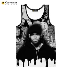 Chris Brown 3D tunika z nadrukiem topy Hip-Hop raper Harajuku kamizelka koszulki bez rękawów mężczyźni kobiety Streetwear szybkoschnący T-shirt