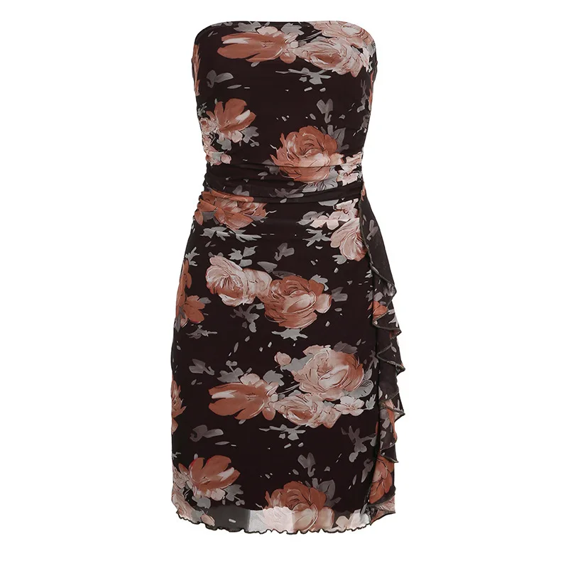 تنورة قصيرة عالية بدون حمالات للنساء ، خط عنق واحد ، مثيرة وعصرية ، تاريخ التخسيس ، اتجاه جديد ، الربيع ، صيني