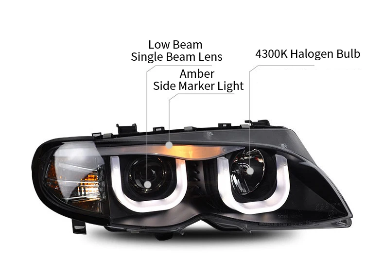Atacado facelift e46 ângulo frontal olho led halogênio cabeça lâmpada farol para bmw série 3 e46 1998-2002