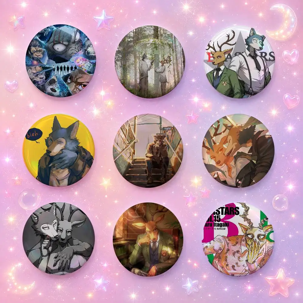 Anime Bea-s-ta-rs- Cute Cool Round Pin Badge Set For Anime Game Music Cartoon Fans Backpack Denim Jacket Hat Decoration