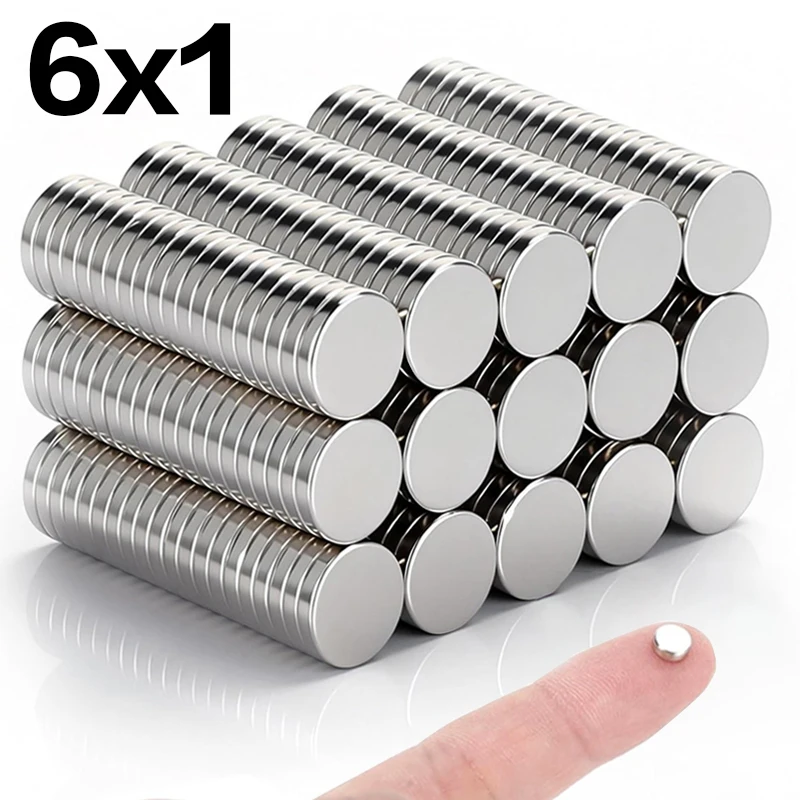 Small Strong Neodymium Magnet 6x1mm Round Powerful Magnetic Imanes N35 NdfeB Permanent Fridge Magnets for Crafts, Whiteboard