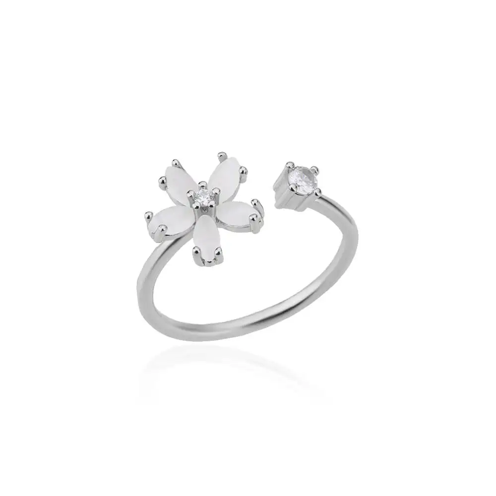 Exquisite Cubic Zircon Flower Rings for Women Men Gold Color Open Adjustable Stainless Steel Ring Wedding Couple Jewelry anillos