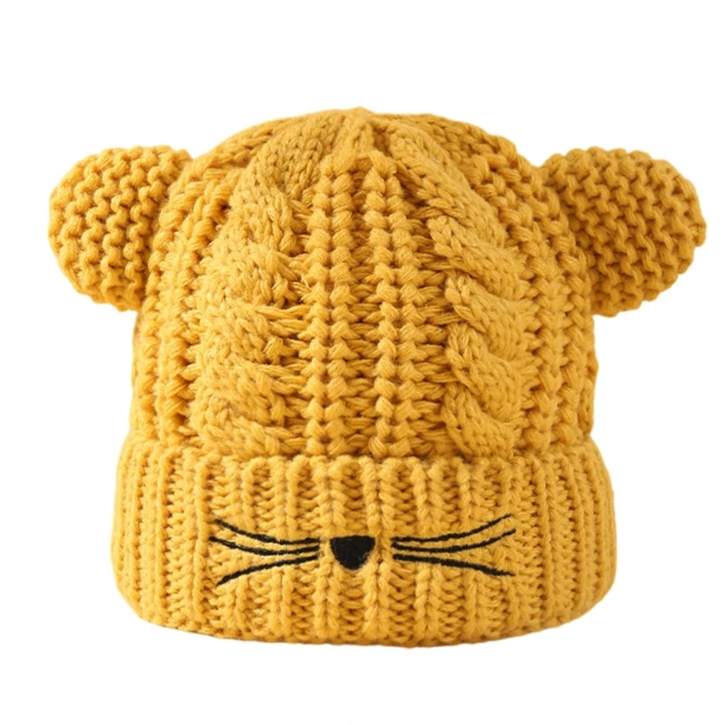 Gorros inverno com orelhas gatinho, chapéu malha para cosplay halloween, adereços para fotos, chapéu malha para