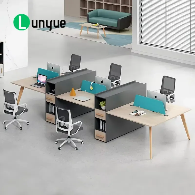 Modern 2 Person Computer Desk with Partition Modular Office Workstation Laptop Workbench for Employee Furniture Wholesale