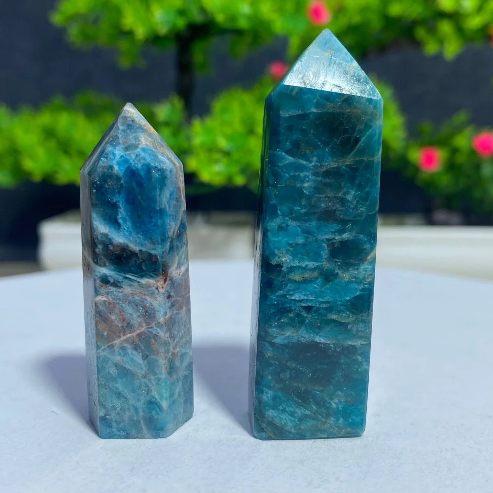 Blue Apatite Natural Crystal Obelisk Polished Gemstone Quartz Wand For Meditation Healing Home Decorations