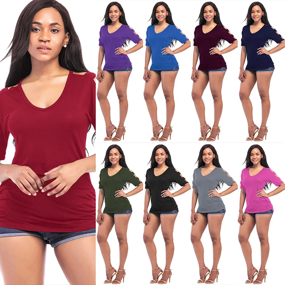 

Сексуальные разноцветные женские топы с рукавами, плиссированные футболки с вырезами, футболка размера плюс 9XL, 8XL, 7XL, 6XL, XXXXXL