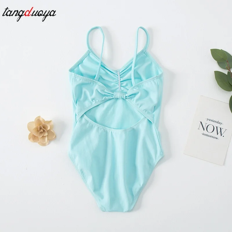 High Quality Cheap Dance training suit Dance Wear Beautiful back big bow Children Kids Girls Ballet Leotards