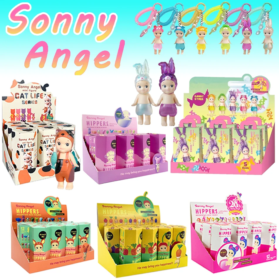 1-12pcs Sonny Angel Hippers Mystery Box  Lying Down Angel Series Anime Figures Toys Cute Cartoon Surprise Box Guess Box