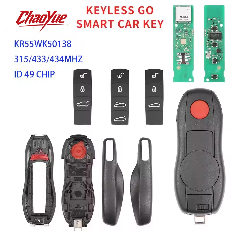 

ChaoYue KR55WK50138 For ID49 PCF7945P 315/433/434MHZ Smart Car KeyCar model 2010-2018 Panamera Macan Cayenne 718 911 Boxster