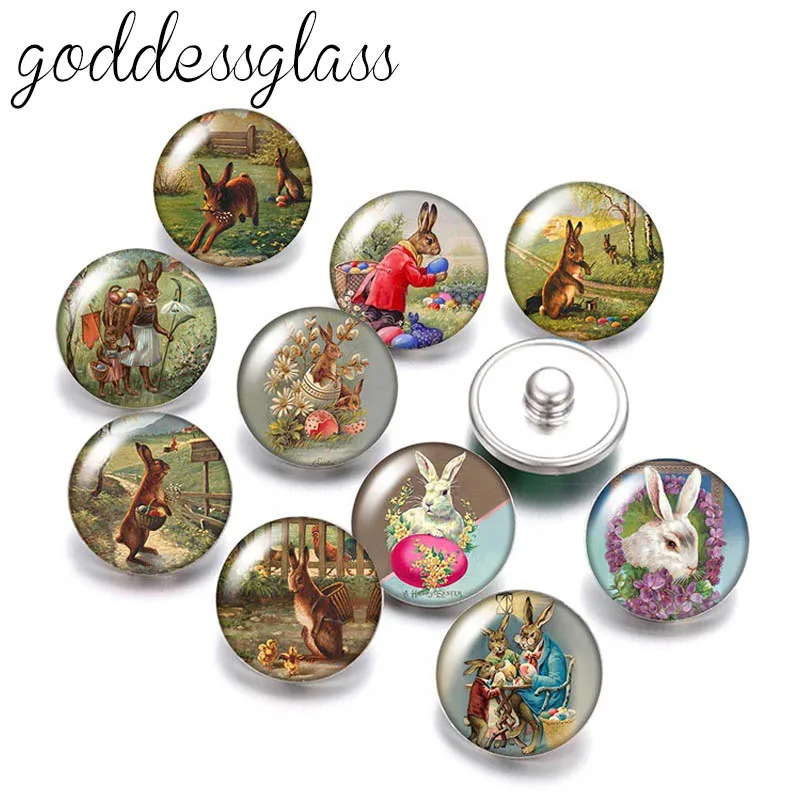 Happy Easter Day Rabbit Eggs bunny Cute 10pcs mix photo 18mm/12mm snap buttons for 12mm/18mm snap jewelry DIY findings