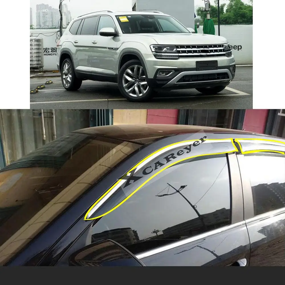 

Car Sticker Plastic Window Glass Wind Visor Rain/Sun Guard Vent For VW Volkswagen Teramont Atlas 2017-2018 2019 2020 2021 2022