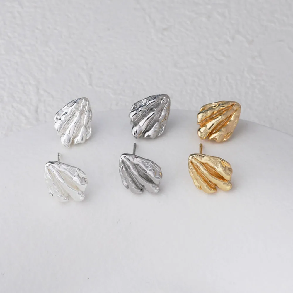 Image of 4 Stück Jakobsmuschelförmige Ohrstecker, DIY-Ohrringe, Verbinder, Schmuckherstellung, Zubehör, 14 Karat vergoldetes Zubehör, 15 x 11 mm