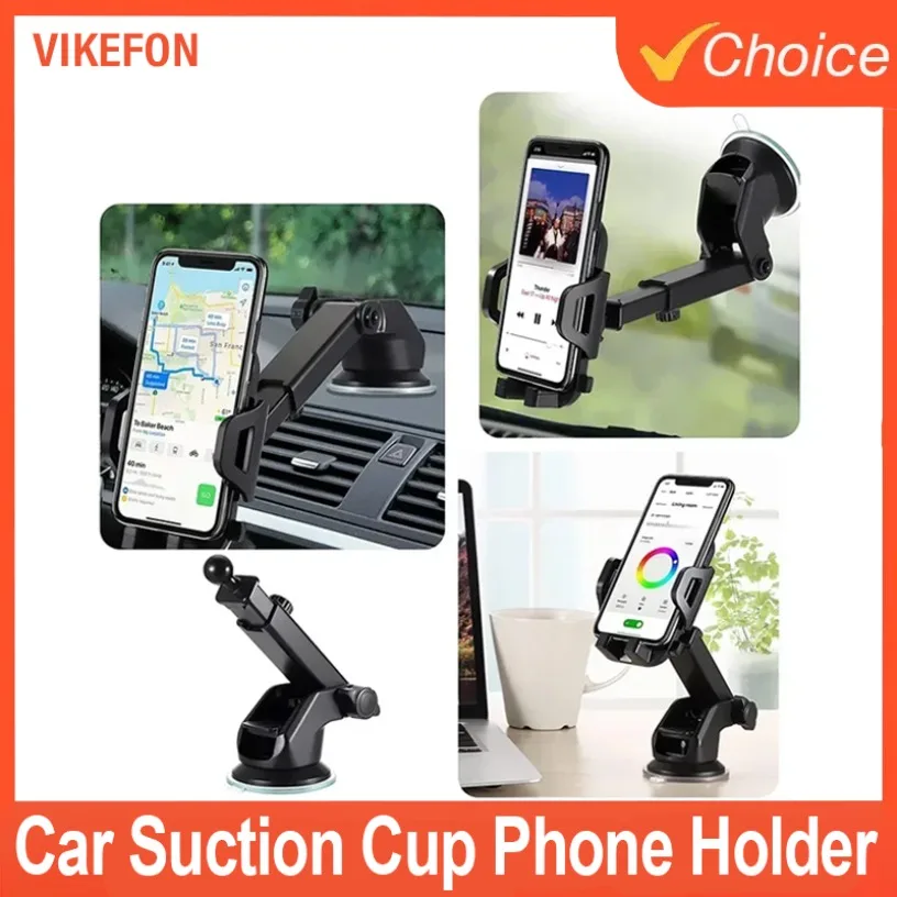 

360° Rotatable Suction Cup Car Phone Holder for Windshield Dashboard Universal Mount Bracket for iPhone Samsung Xiaomi Huawei