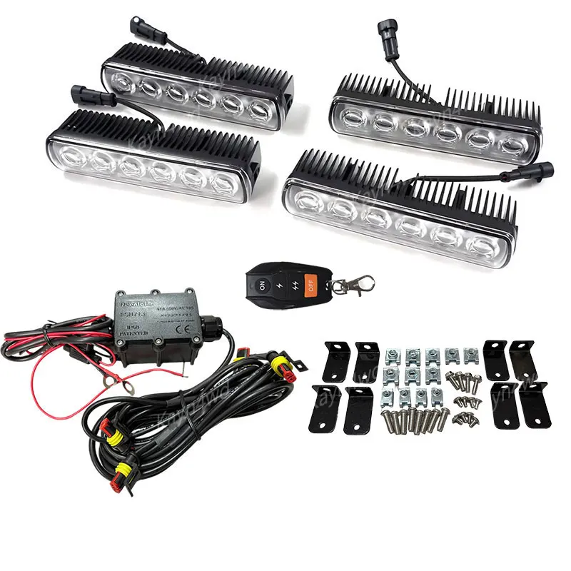 ملحقات الطرق الوعرة 4x4 قضيب إضاءة علوي للسقف سبويلر مع 4 مصابيح LED DRL لـ 2020-2025 Land Rover L663 Defender 90 110 130 #6