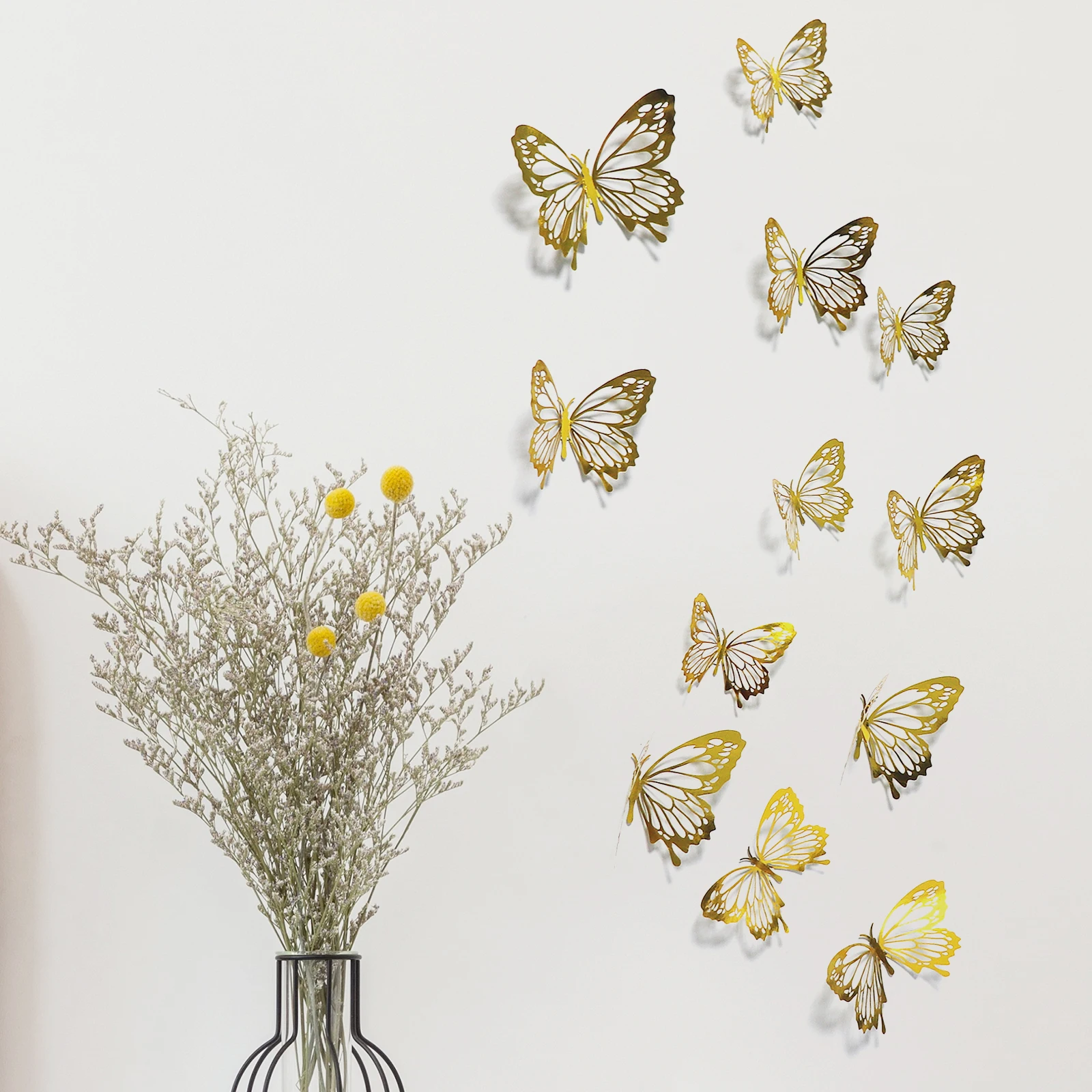 12pcs/bag 3 Sizes Mixed 3D Butterfly Wall Decals for Decoration / Fridge Stickers / Kids Bedroom with 4 Colors Optional