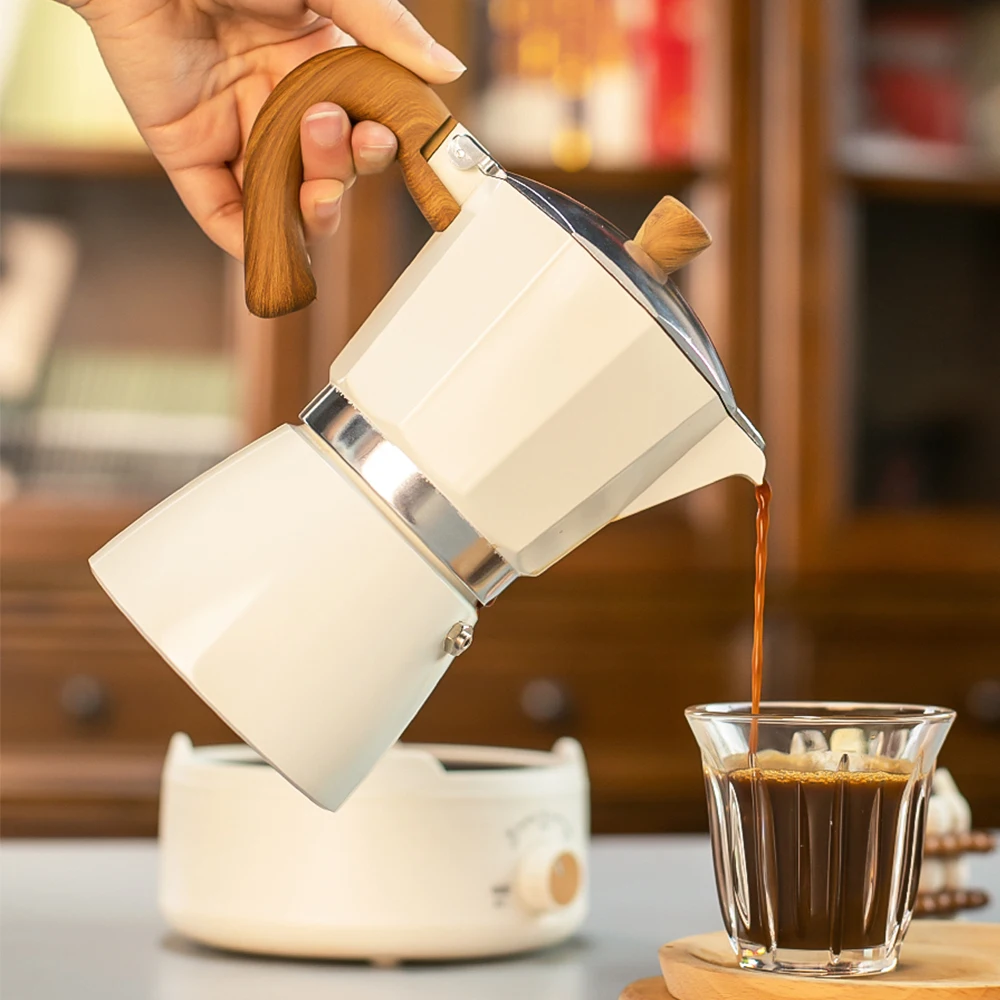 وعاء قهوة موكا كلاسيكي بمقبض، فلتر قابل لإعادة الاستخدام، تشغيل يدوي، مناسب للمطبخ المنزلي