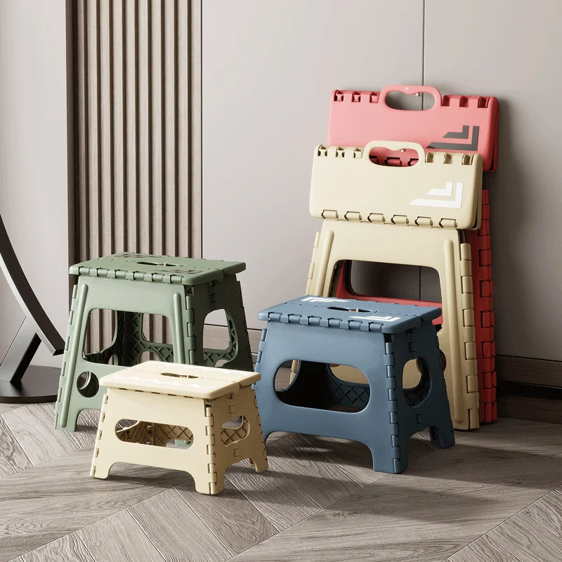 Simple Folding Shower Stool Portable Plastic Step Seat with Non-Slip Large Capacity Utility Bench for Camping Home Shoe Stools