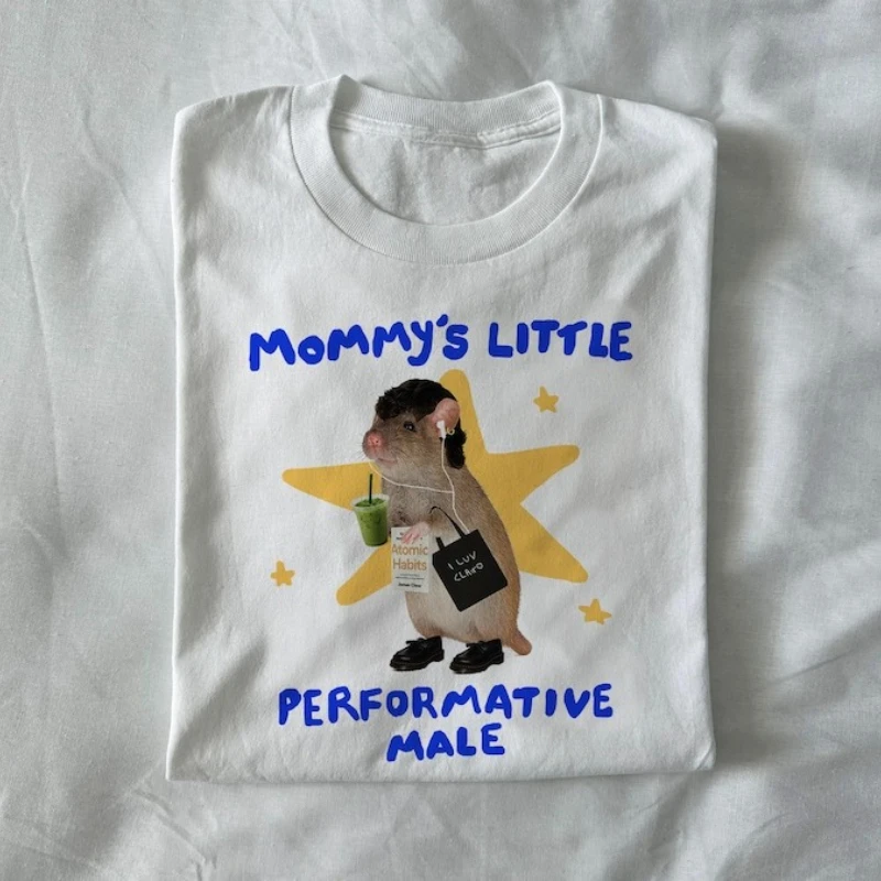 الأم أداء الذكور للجنسين أداء مضحك جميل ليتل الفئران الرسوم المتحركة تتعلق ماتشا تي شيرت عالية الجودة القطن المحملة