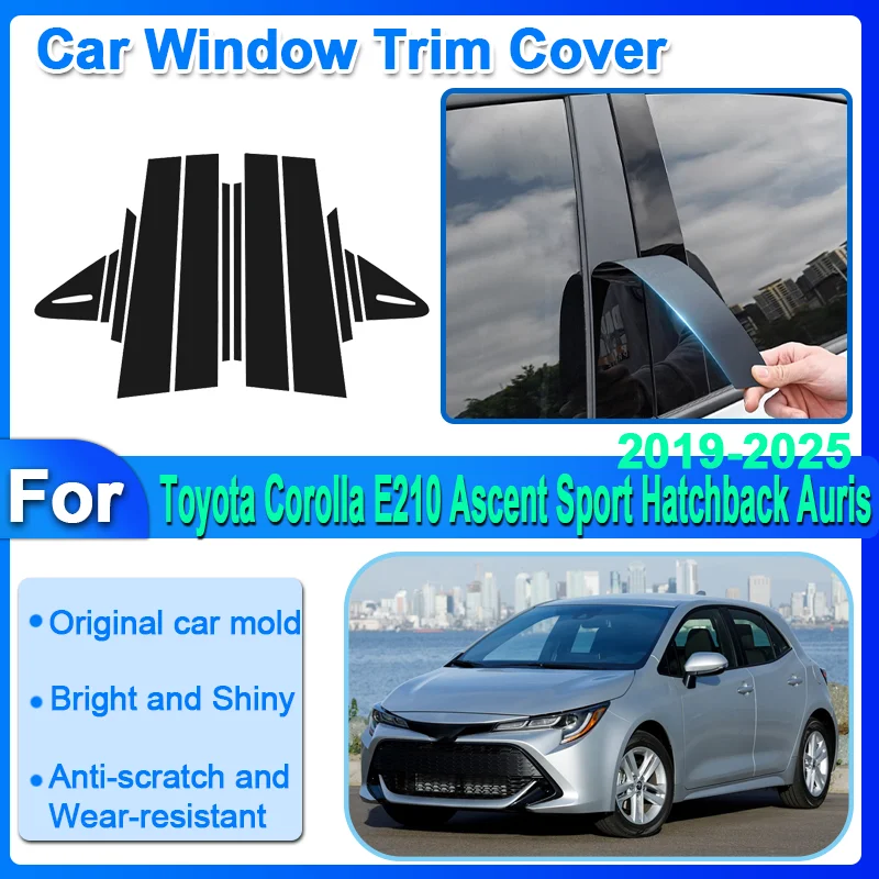 12x Car Window Trim Covers For Toyota Corolla E210 Ascent Sport Hatchback Auris 2019-2025 Black Silver Carbon Fiber Accessories