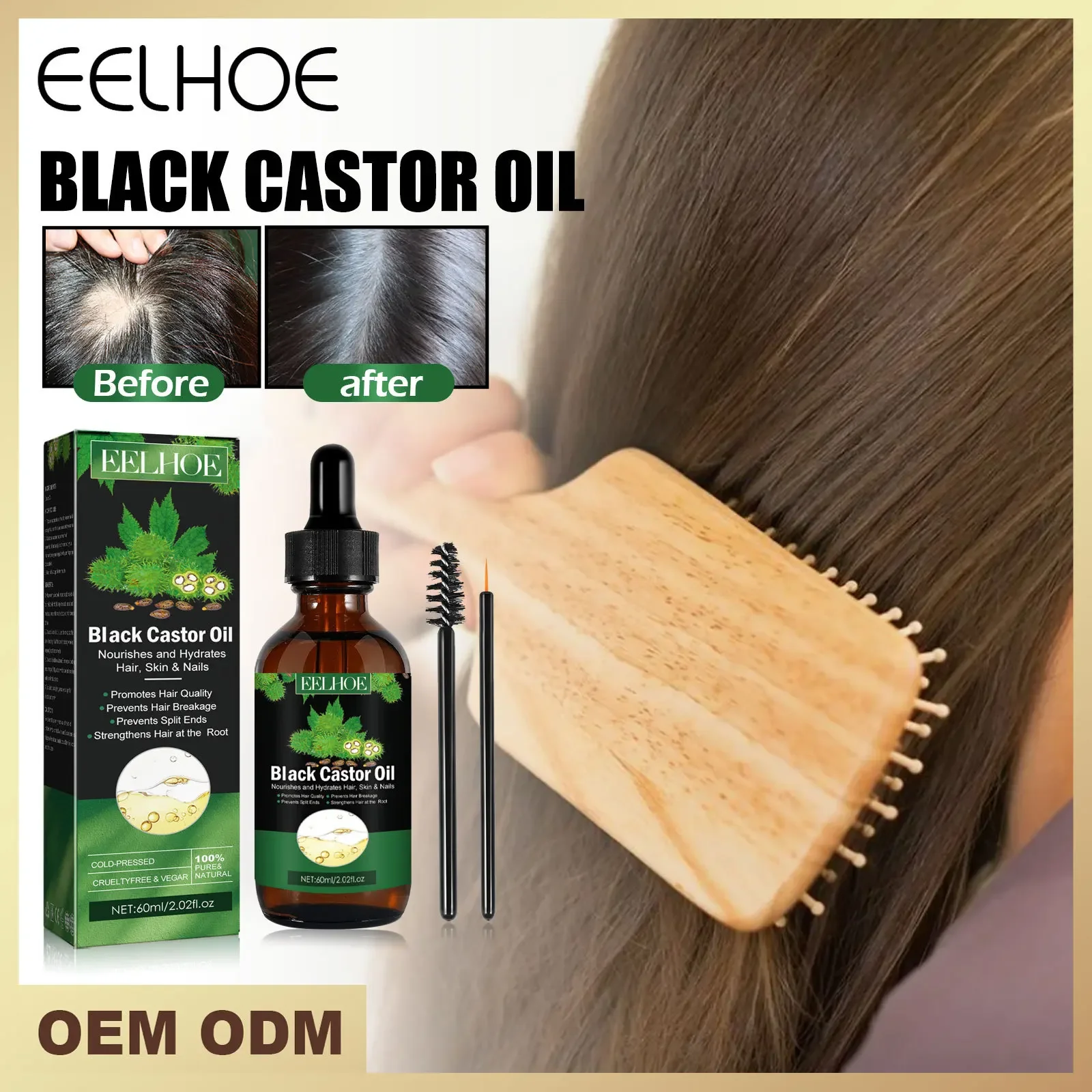 Castor oil hair serum Hair loss Tough and firm hair Scalp massage Nutritional care solution Hair care