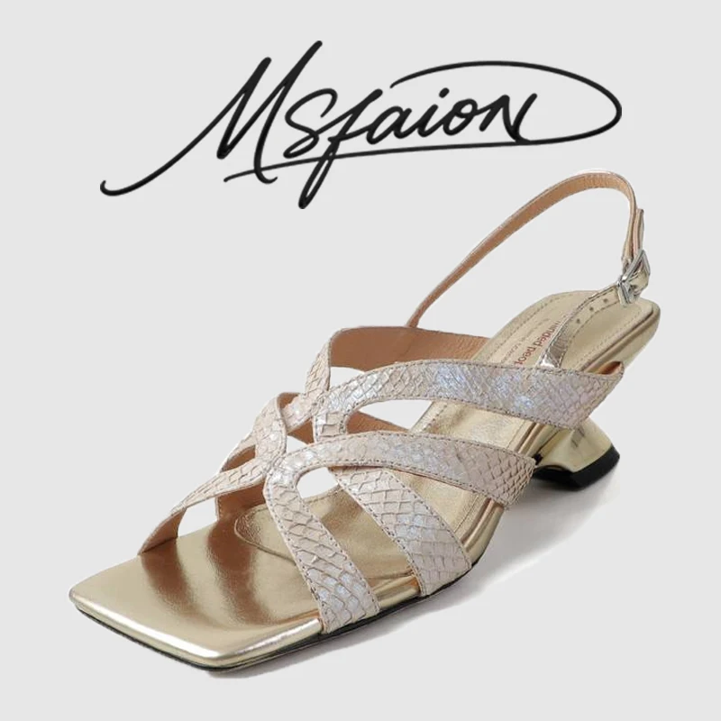 

Women‘s Salmon Leather Wedge Sandals Square Toe Platform Casual Shoes Breathable Pigskin Lining Summer Non-slip Sole Outdoor