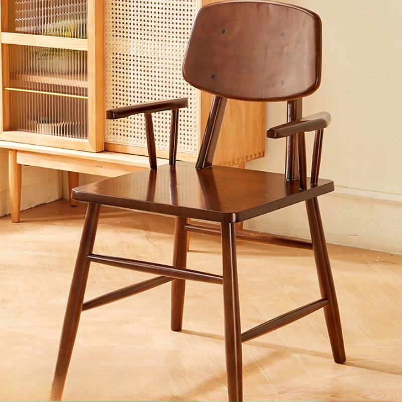 

Mid-Century Modern Dining Chairs Solid Wood Armchair with Backrest Study Room Computer Seat Living Room Home Furniture