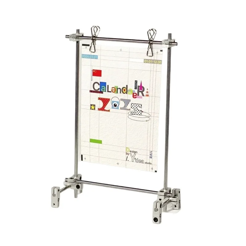 Stainless Steel Optical Axis Display Rack Creative Desktop Calendar Photo Menu Hanging Clip-on Multifunctional Display Rack