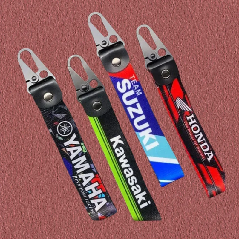 New Keychain Gift Leather Key Chain Car Key Strap Waist Wallet Keyrings For Yamaha Honda Nos Ohlins Motul Ducati Suzuki Kawasaki