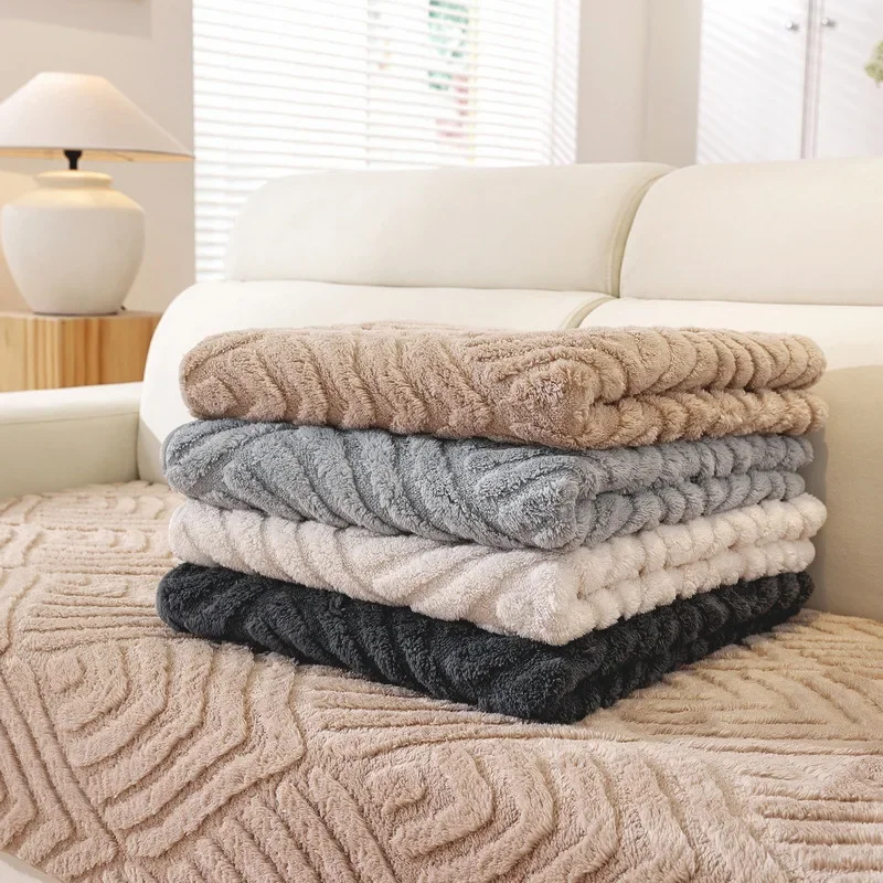 Thick Plush Sofa Towel for Living Room Chaise Lounge Sofa Cover Universal Non-slip Sofa Seat Pad Protector Scratches Cat