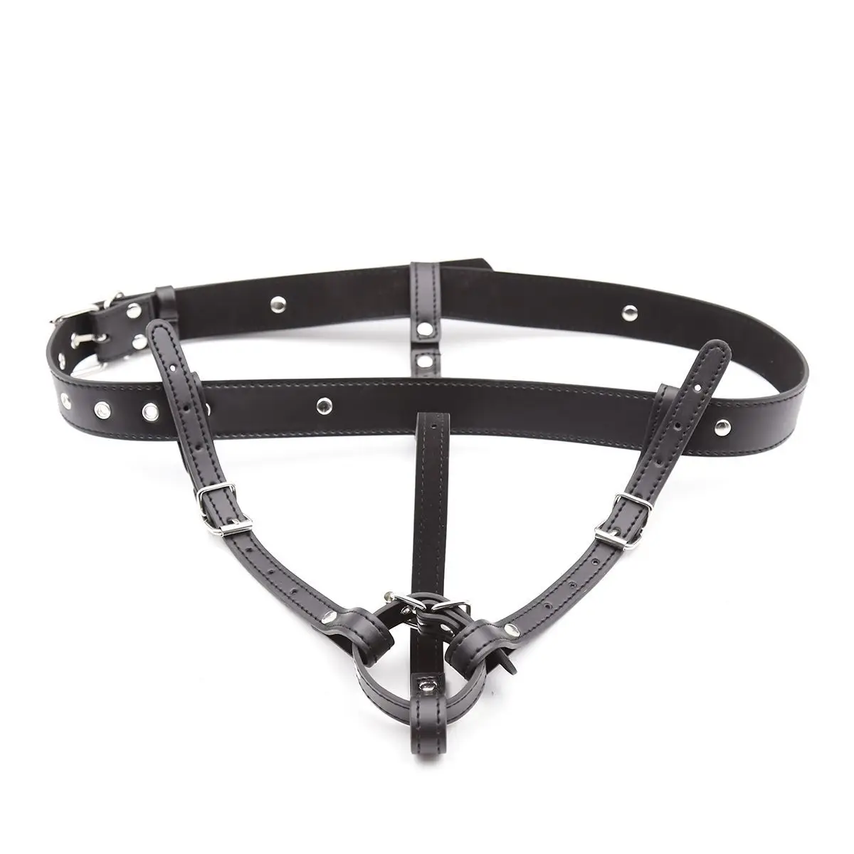 Black Leather Chastity Belt Underwear Lock Penis Ring Pants Adult Alternative Flirting Sex RolePlay Toys for Men and Couples