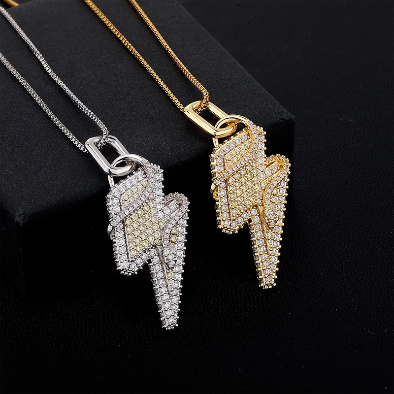 

Hip Hop 5A+ CZ Stone Paved Bling Iced Out Snake Lightning Pendants Necklace for Men Rapper Jewelry Drop Shipping Gift