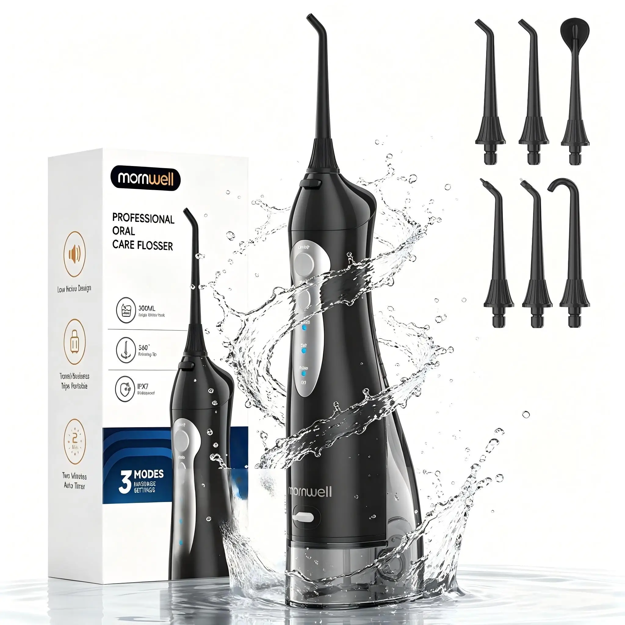 

Water Floss D52 Portable Water Flosser USB Rechargeable Oral Water Jet Floss Tooth Pick 4 Jet Tip 300ml 3 Modes Teeth Clean