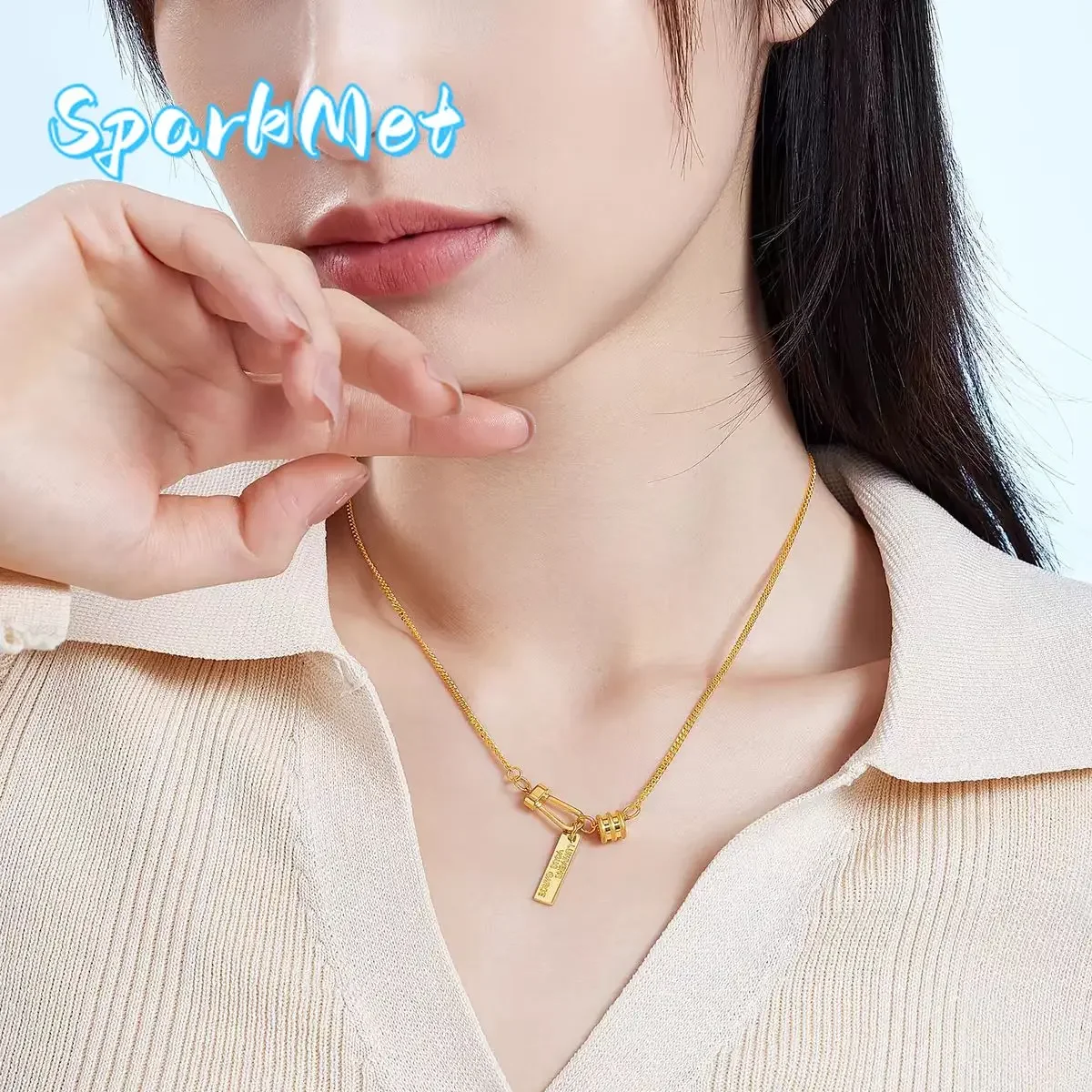 

Sparkmet Women's 9999 24K Real Gold Versatile High Small Barbarian Waist One Piece Clavicle Chain Gift to Girlfriend bracelet pe