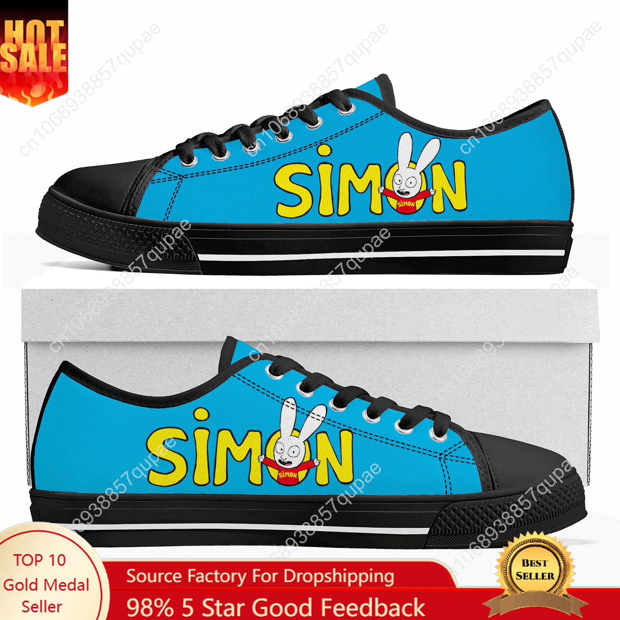 Simon Logo Pattern Bunny Cartoon Low Top High Quality Sneaker Men Women TeenagerCanvas Sneaker Casual Couple Shoes Custom Shoe