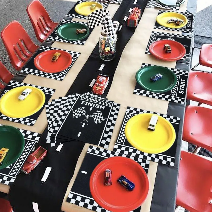 100 قطعة سيارة سباق pkins سباق السيارات حفلة عيد ميلاد زينة سباق السيارات متقلب العلم حفلة pkins ورقة لوه pkins ل اثنين سريع