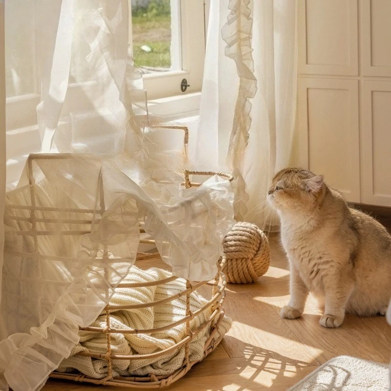 Custom French Retro Lace Luxury White Tulle Window Sheer Curtains for Living Room Bedroom Dining Blackout Decor Wedding Elegant