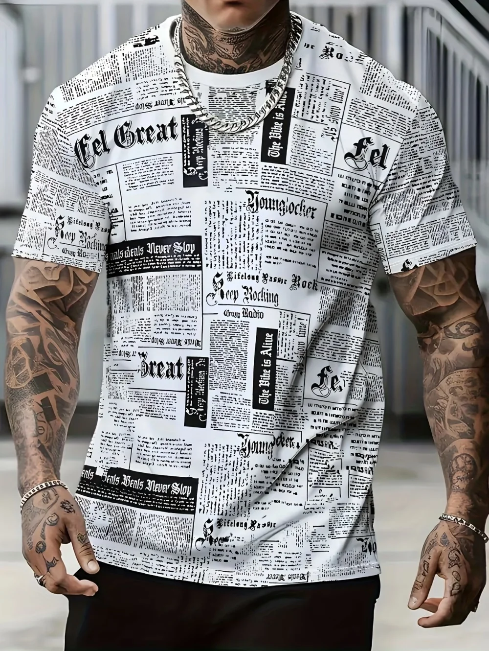 Men T-Shirts Old Newspaper 3D Print Men Summer Casual Fashion Hip Hop Funny Short Sleeve New Streetwear Vintage Tees Tops Shirt