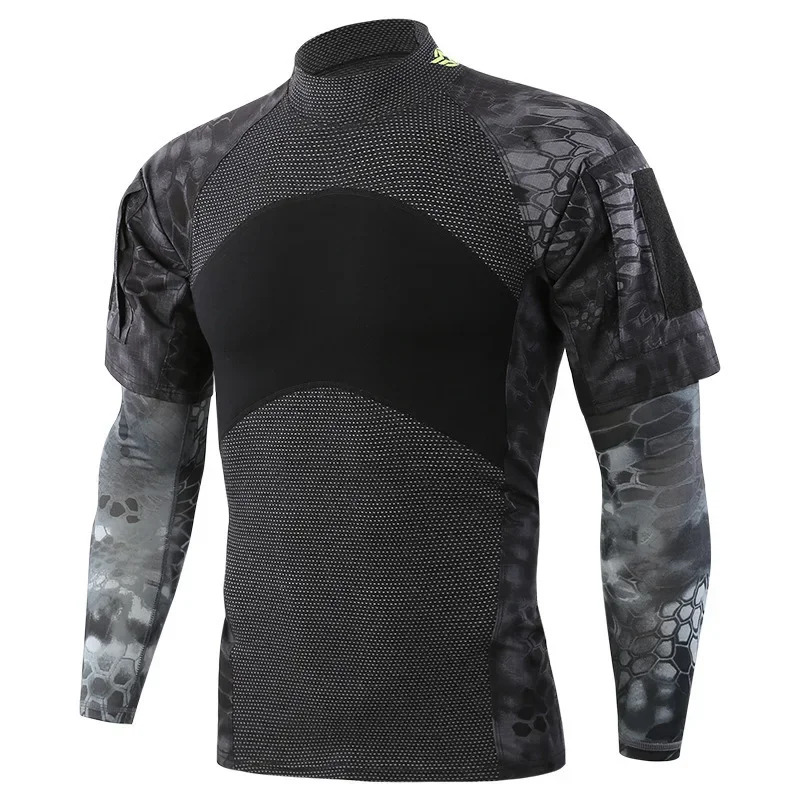 

Outdoor Training Military Camouflage Tactical Shirt With Sleevelet Summer Camp CS Shooting Sports Breathable Short Sleeve Tops