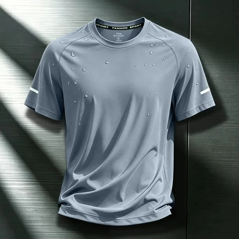 New Ice Silk Quick-Drying Shirt for Men Short Sleeve Summer lightweight Breathable Sports T-Shirt, Loose Fit Running Top