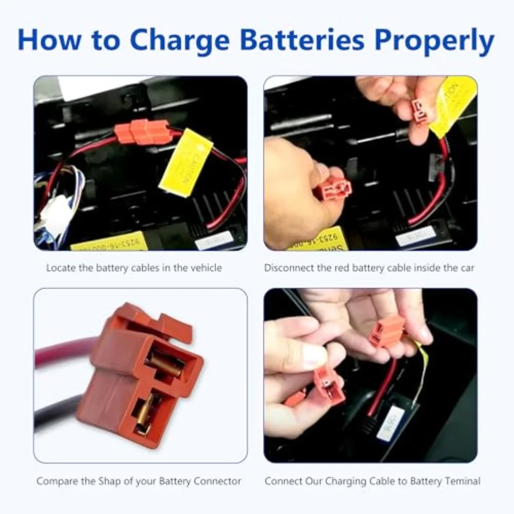6V/12V Ride-On Toy Battery ChargerWith Square Battery Harness Connector For Kid Ride-on Toys Easy Installation