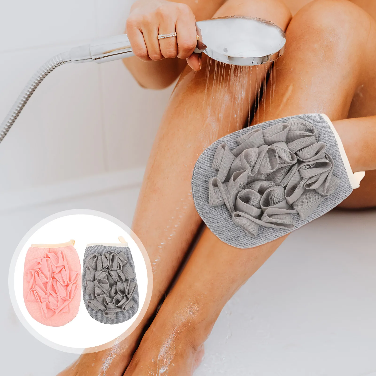 2Pcs Bath Scrubbing Gloves Set Body Shower Mitts Exfoliating Wash Gloves Strong Friction Relaxing Bath Glove Bathing Accessories