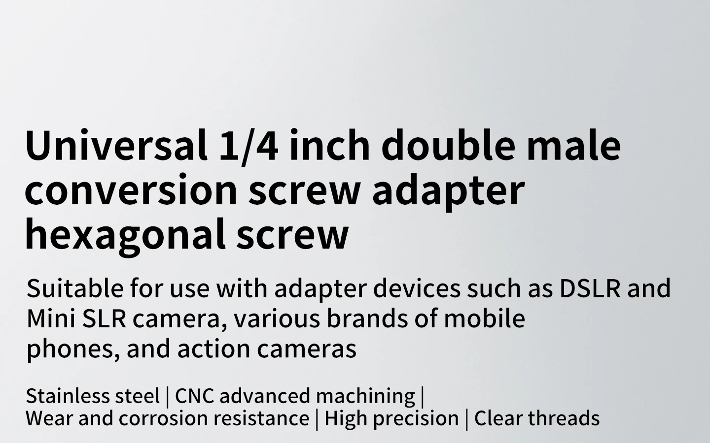 Edelstahl CNC 1/4"-20 Doppel-Außengewinde-Adapter Sechskantschraube 1/4 auf M6 M8 M10 3/8 für Kamera-Stativ, Handy, Action-Kamera – Detail 1