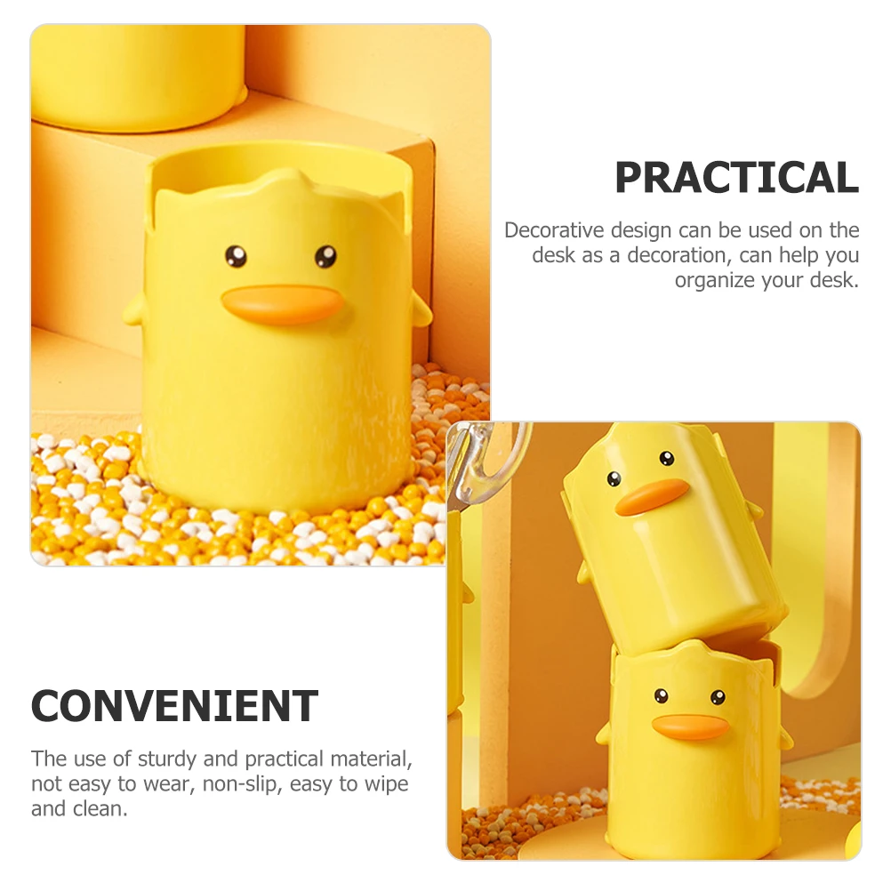 

Multifunctional Cartoon Duck Pen Holder Yellow Desk Organizer For Pencils Rulers Scissors Stationery Container Cute Design