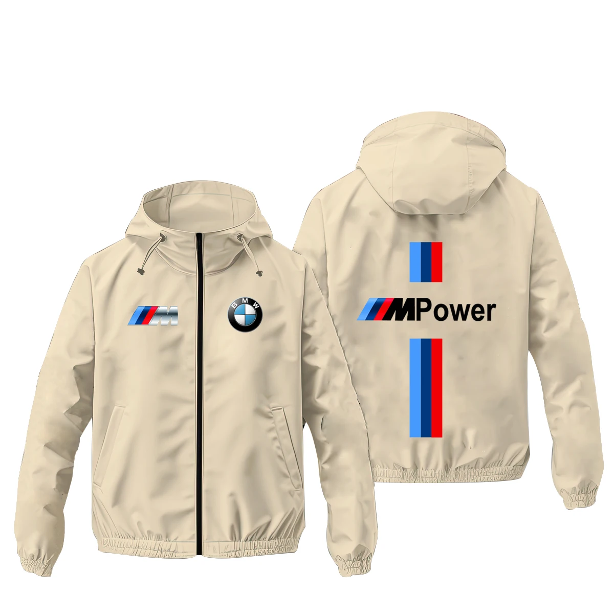 BMW Logo Sportswear Men's Full Zipper Men's Windproof Jacket 2025 BMW Printed Sportswear Casual Harajuku Hooded Sweatshirt