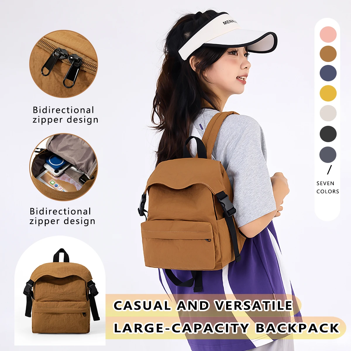 New Small Backpack Women's Mini School Bag Outdoor Hiking Small Backpack Lightweight Mountaineering Bag Short-Distance Sports Fashion Simple Student Cycling Ultra-Thin