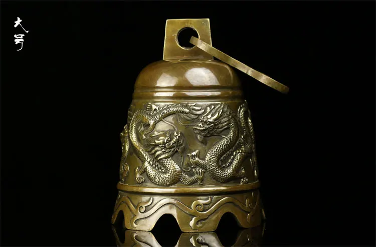 HOT SALE HOME courtyard Temple TOP  Talisman # Exorcisms town curtilage Good luck Bronze dragon bell FENG SHUI Brass statue