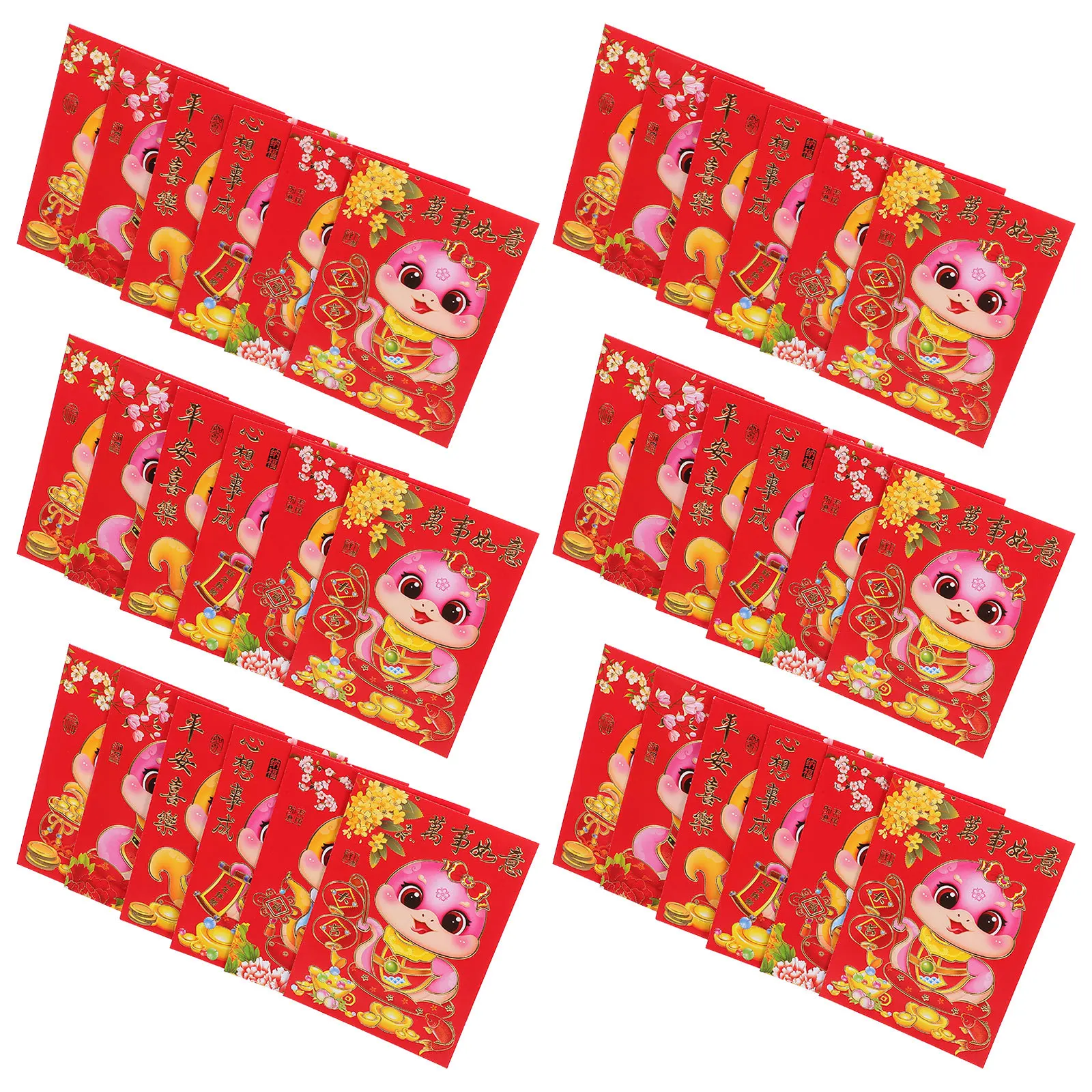 

60Pcs Cartoon Red Envelopes Snake Year 2025 Spacious Creative Red Packet Chinese New Year Money Bag Spring Festival Present