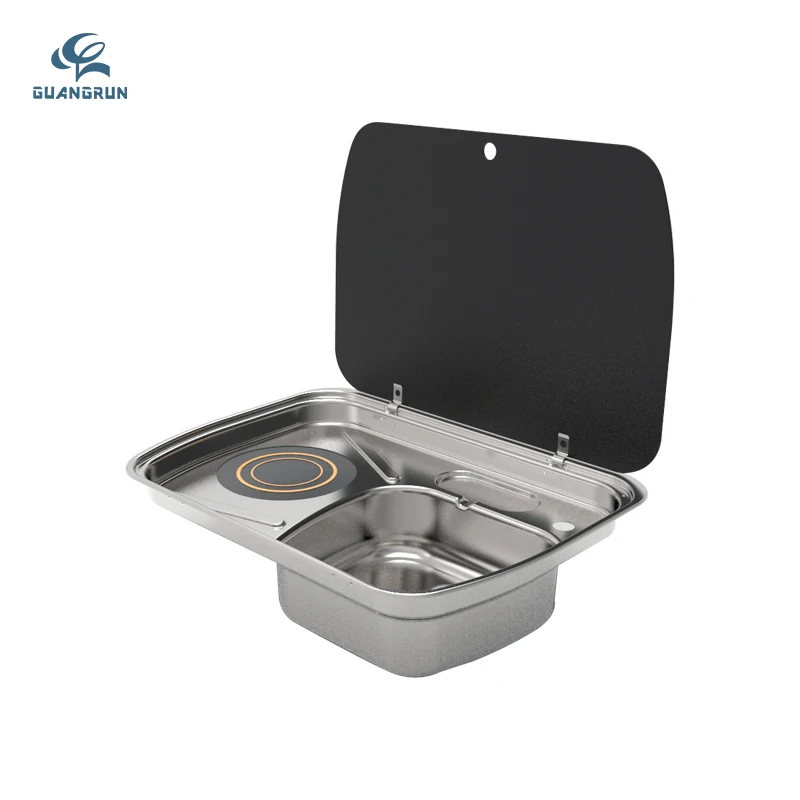 Built-in Luxury Modern RV Sink and Induction Cooker Combo Stainless Steel Lightweight for Campervan Marine Caravan Trailer